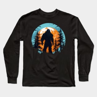 Sasquatch Silhouette And Moon Bigfoot Long Sleeve T-Shirt